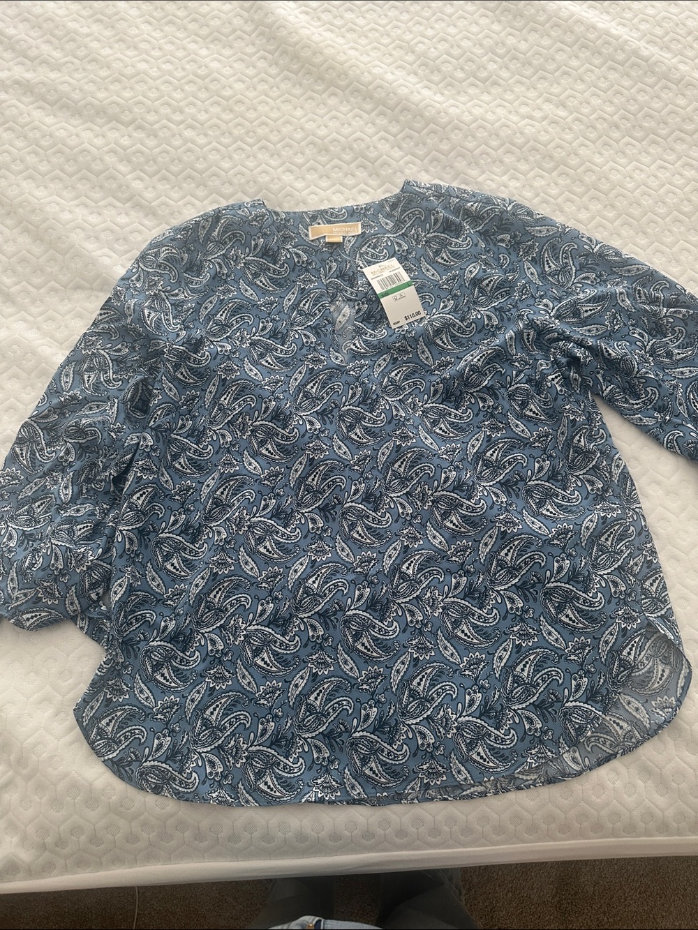 MICHAEL Michael Kors Blue Paisley Long-Sleeve Blouse